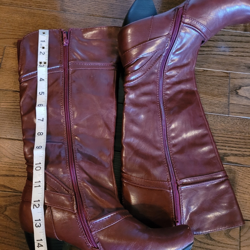 Boots, burgundy, only worn twice to car, size 7 - Picture 3 of 7